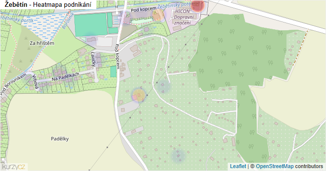 Žebětín - mapa podnikání