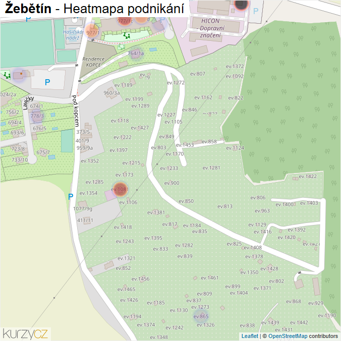 Mapa Žebětín - Firmy v části obce.