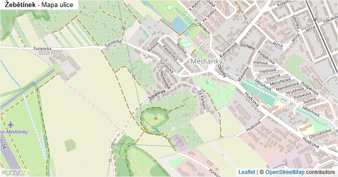 Žebětínek - mapa ulice