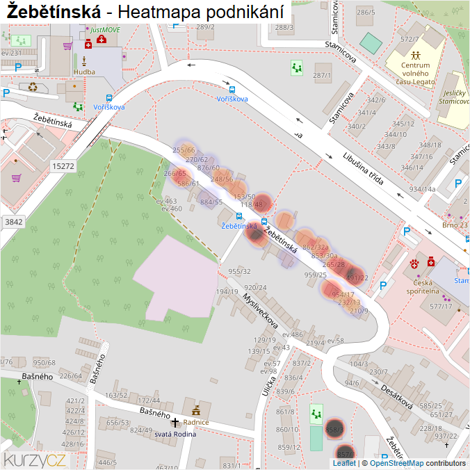Mapa Žebětínská - Firmy v ulici.