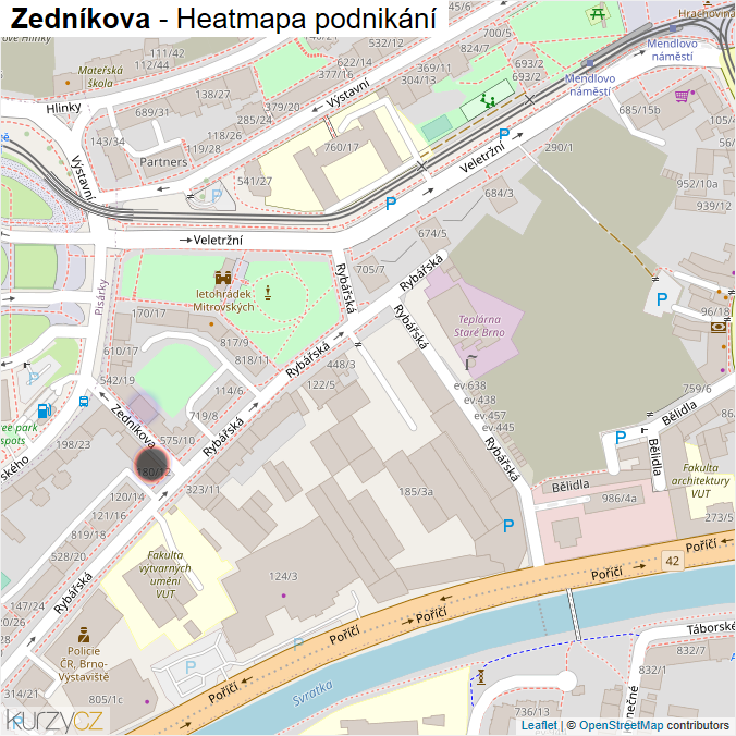 Mapa Zedníkova - Firmy v ulici.