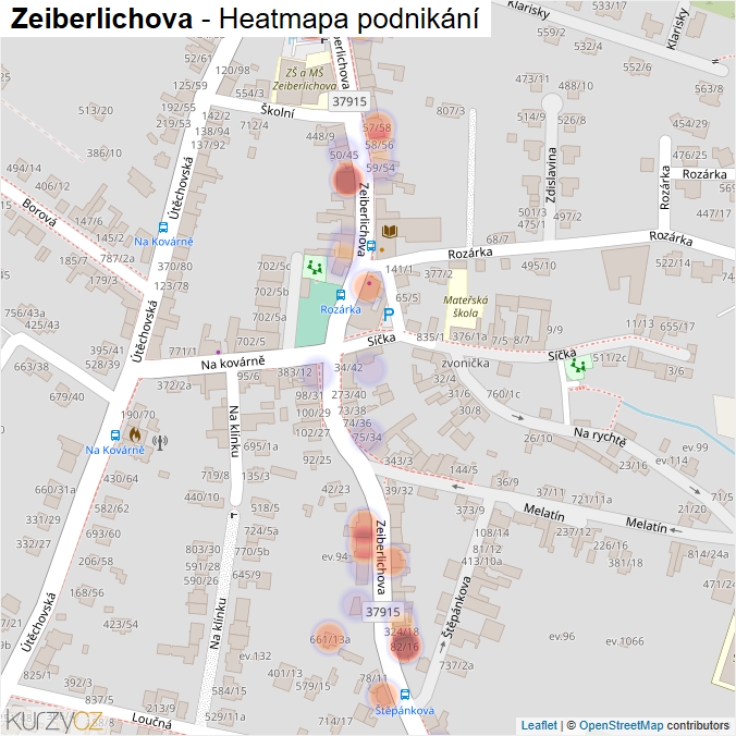 Mapa Zeiberlichova - Firmy v ulici.