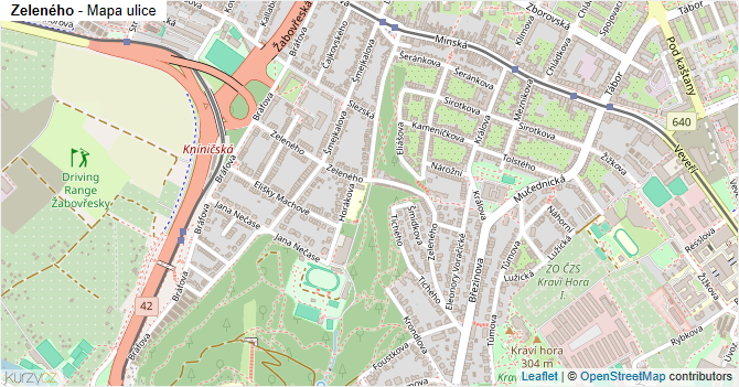 Zeleného - mapa ulice