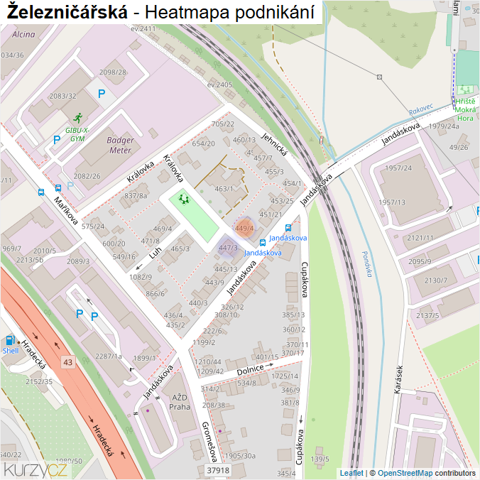 Mapa Železničářská - Firmy v ulici.