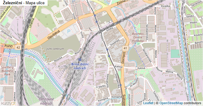 Železniční - mapa ulice
