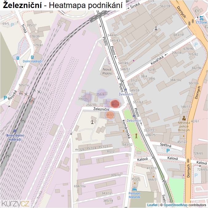 Mapa Železniční - Firmy v ulici.