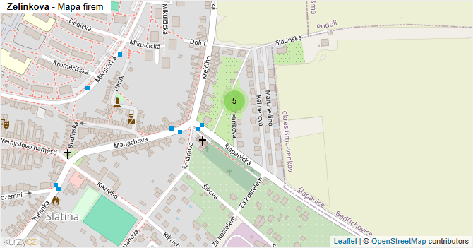 Zelinkova - mapa firem