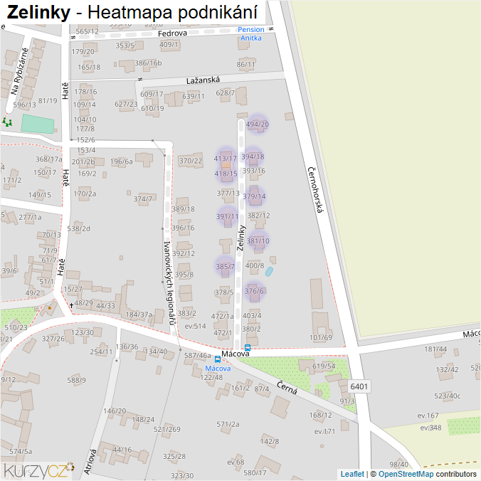 Mapa Zelinky - Firmy v ulici.