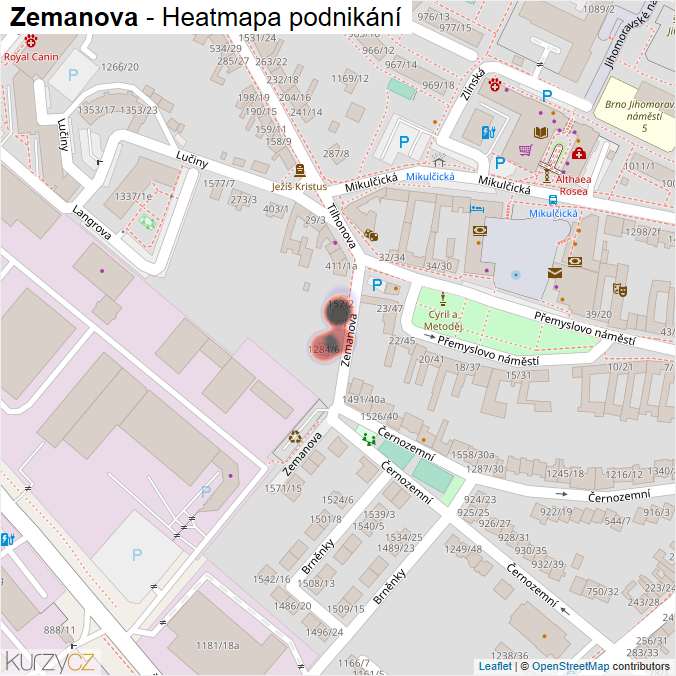 Mapa Zemanova - Firmy v ulici.