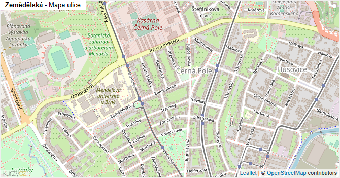 Zemědělská - mapa ulice