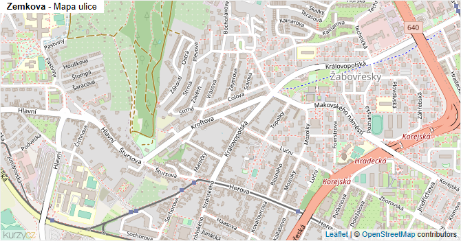 Zemkova - mapa ulice