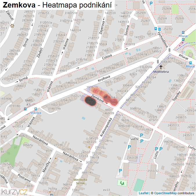 Mapa Zemkova - Firmy v ulici.