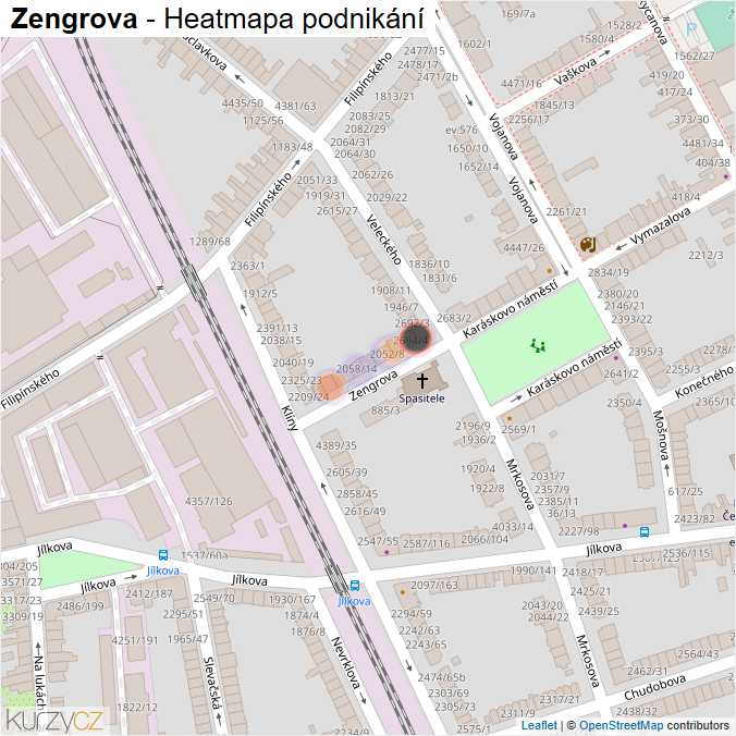Mapa Zengrova - Firmy v ulici.