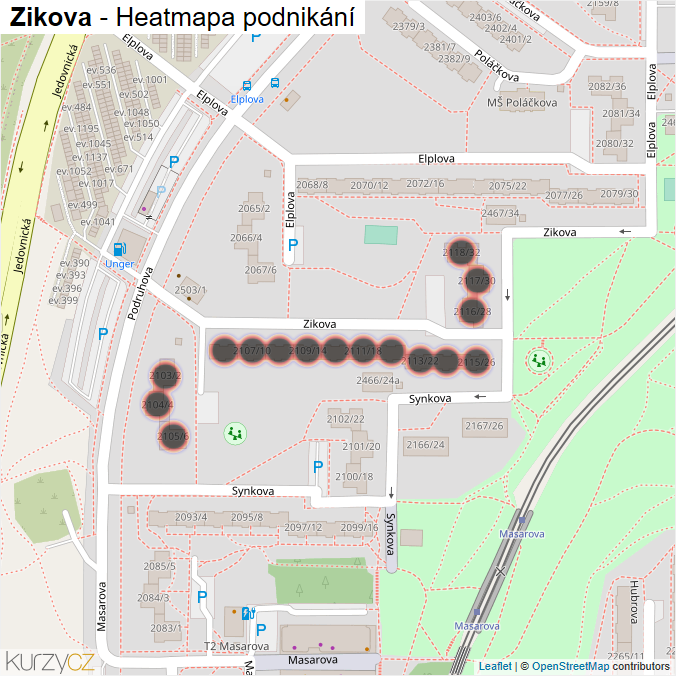 Mapa Zikova - Firmy v ulici.