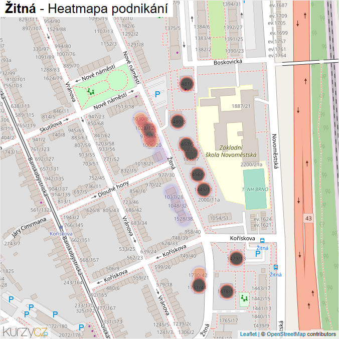 Mapa Žitná - Firmy v ulici.
