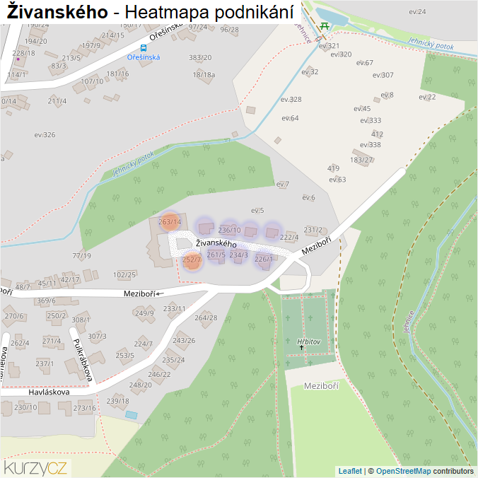 Mapa Živanského - Firmy v ulici.