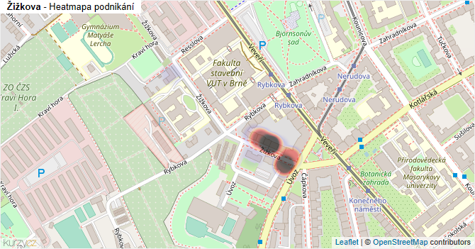 Žižkova - mapa podnikání