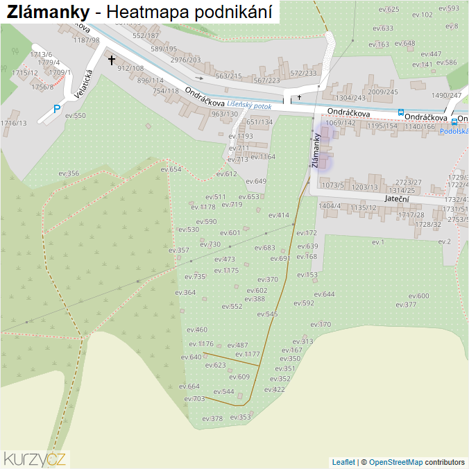 Mapa Zlámanky - Firmy v ulici.