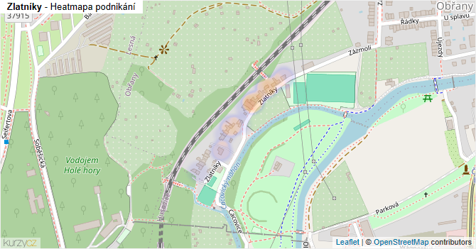 Zlatníky - mapa podnikání