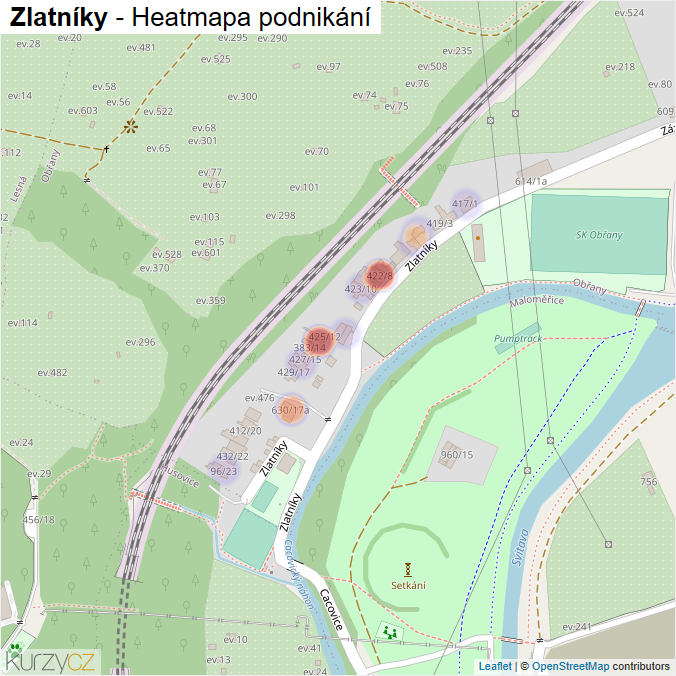Mapa Zlatníky - Firmy v ulici.