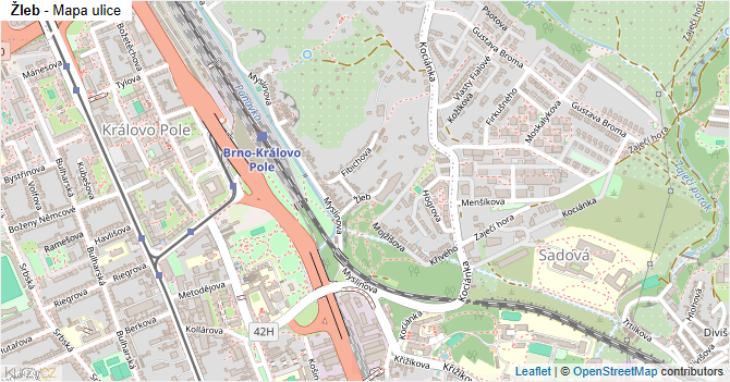 Žleb - mapa ulice