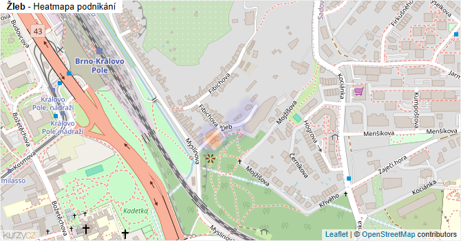 Žleb - mapa podnikání