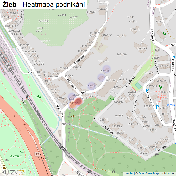 Mapa Žleb - Firmy v ulici.