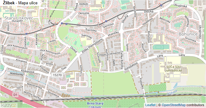 Žlíbek - mapa ulice