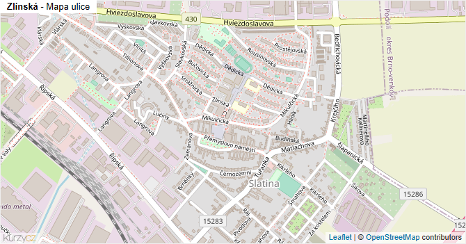 Zlínská - mapa ulice