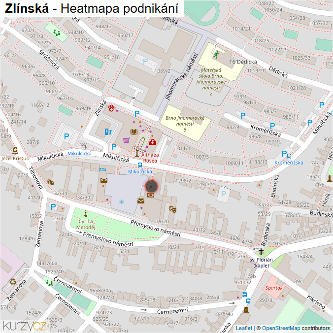 Mapa Zlínská - Firmy v ulici.