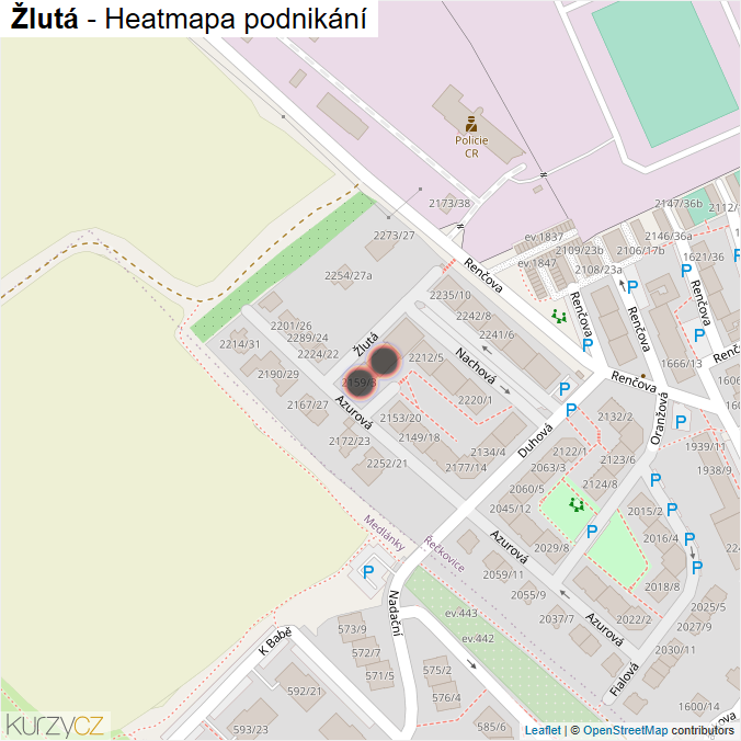 Mapa Žlutá - Firmy v ulici.