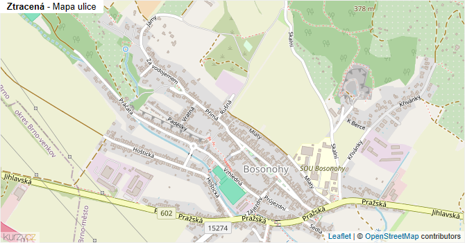 Ztracená - mapa ulice