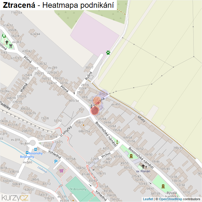Mapa Ztracená - Firmy v ulici.