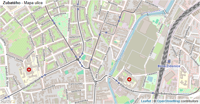 Zubatého - mapa ulice
