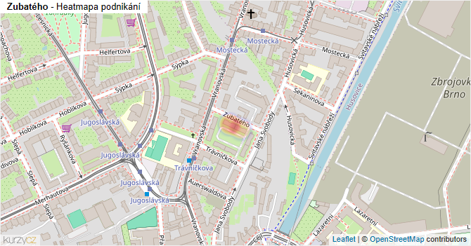 Zubatého - mapa podnikání