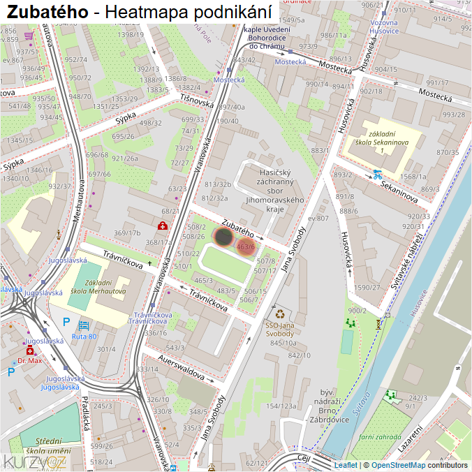Mapa Zubatého - Firmy v ulici.