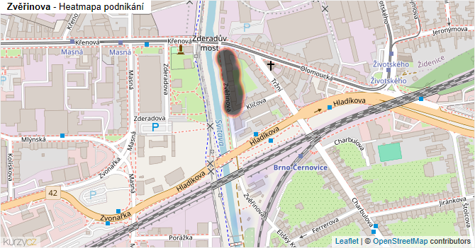 Zvěřinova - mapa podnikání