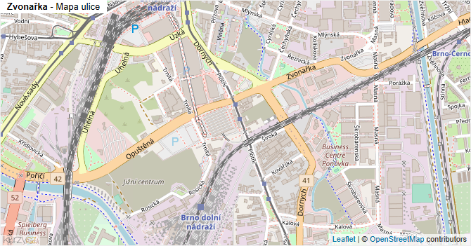 Zvonařka - mapa ulice