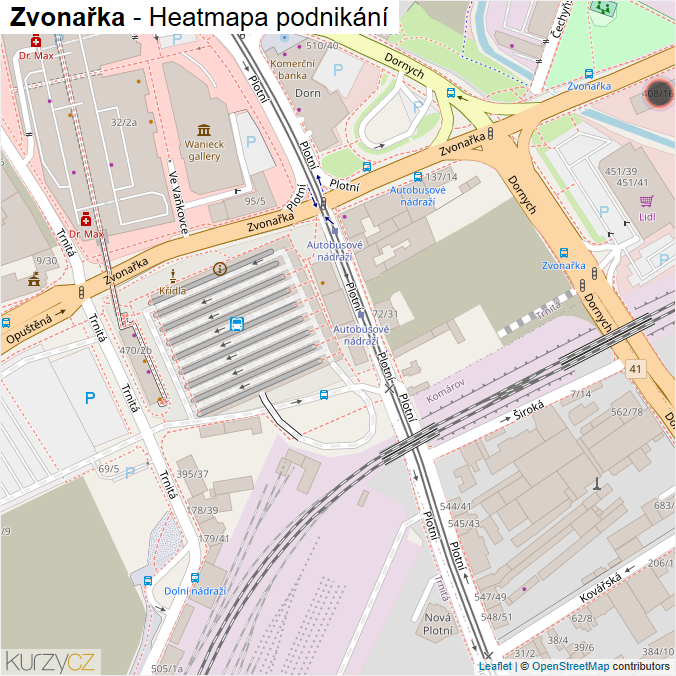 Mapa Zvonařka - Firmy v ulici.