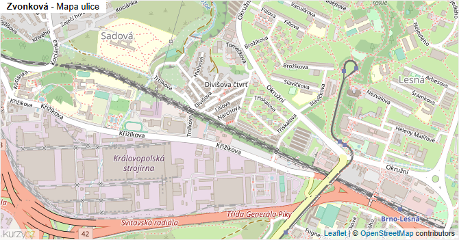 Zvonková - mapa ulice