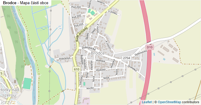 Brodce - mapa části obce