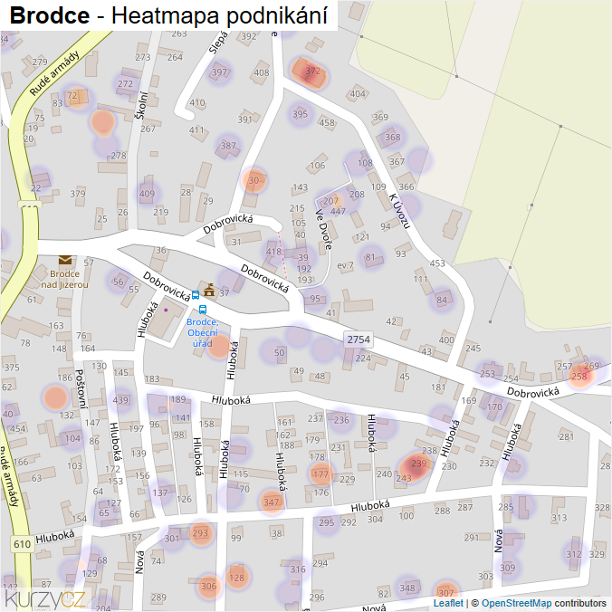 Mapa Brodce - Firmy v části obce.