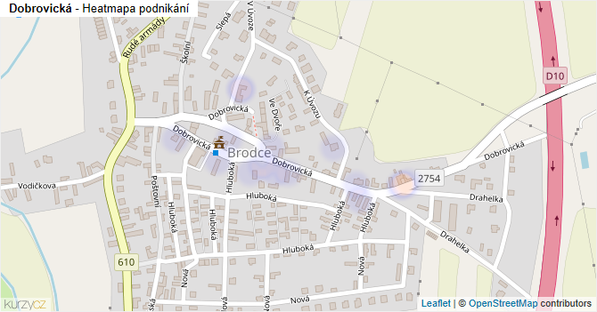 Dobrovická - mapa podnikání