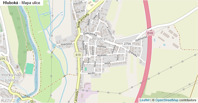 Hluboká - mapa ulice