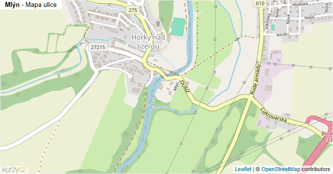 Mlýn - mapa ulice