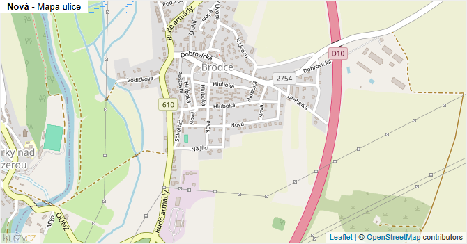 Nová - mapa ulice