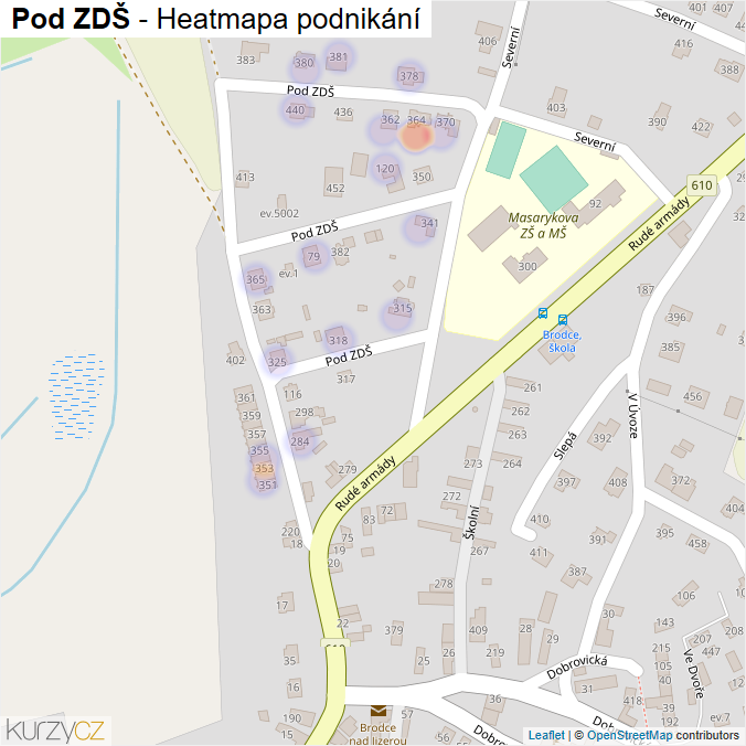 Mapa Pod ZDŠ - Firmy v ulici.