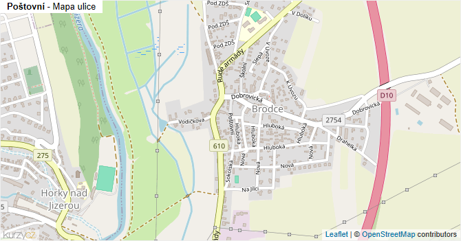 Poštovní - mapa ulice