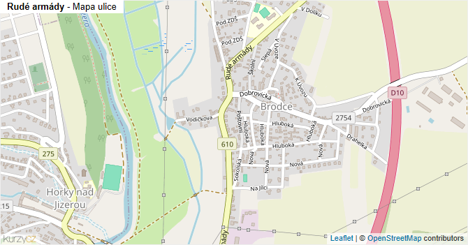 Rudé armády - mapa ulice