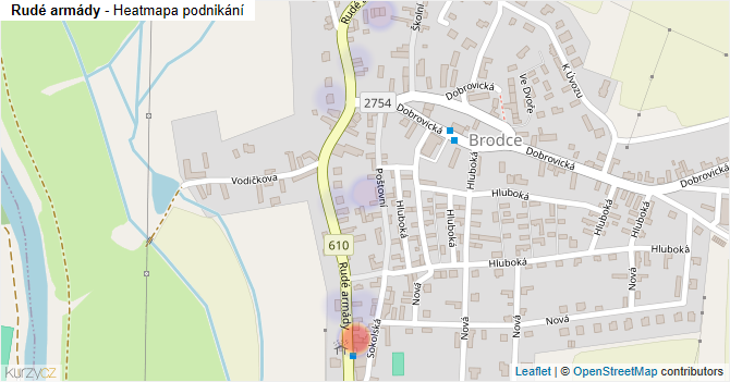 Rudé armády - mapa podnikání